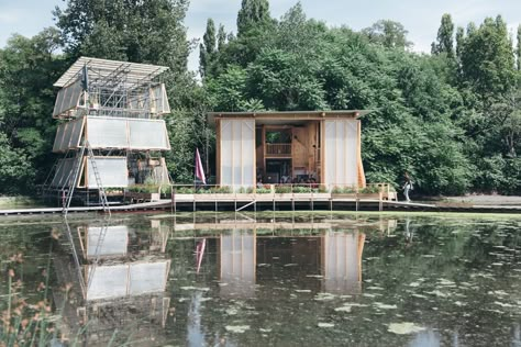 Water Pavilion Architecture, Floating Hotel Architecture, Floating Structure, Meditation Pavilion Architecture, Floating Structure Architecture Water, Floating Architecture, Timber Architecture, Micro House, Floating House