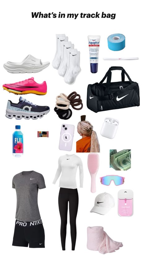 Cross Country Meet Packing List, Track And Field Bag Essentials, Cross Country Running Training, Track Workout Training, Track Bag, Track Outfits, Track And Field Sports, Track Hairstyles, Athletics Track