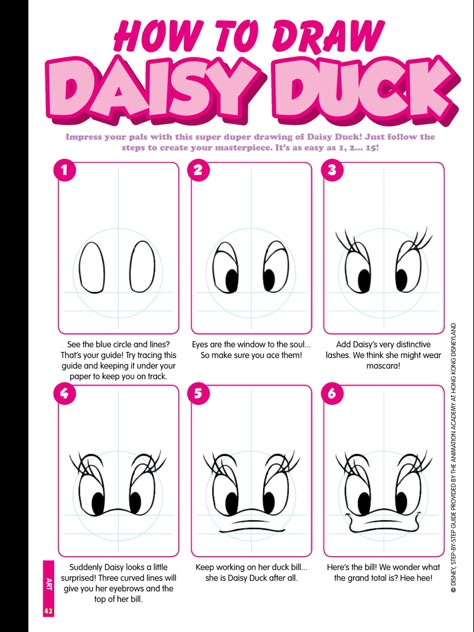 Daisy Duck Drawing, Duck Drawing Easy, Draw Daisy, Duck Images, Duck Drawings, Kid Drawings, Disney Drawing Tutorial, Duck Drawing, Disney Canvas Art