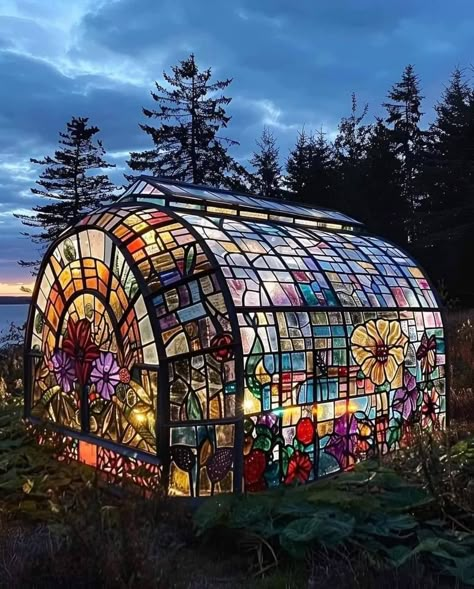 Greenhouse Glass, Glass Greenhouse, Green Houses, She Sheds, Creative Gardening, Stained Glass Designs, Beautiful Dream, Glass Garden, Green House