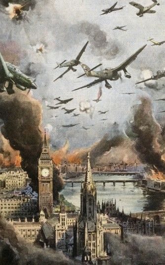 An Italian newspaper shows German planes swooping over the Thames during the Blitz. The river area was heavily targeted by bombers in the Second World War, with the Docklands hit by over 2,500 bombs. It took until the 1960s for the damage to be repaired. Vojenský Humor, Italian Newspaper, Wojskowy Humor, Perang Dunia Ii, London Blitz, Ww2 Art, Military Drawings, Military Artwork, The Blitz