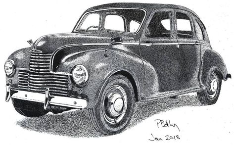 Jowett Javelin, Pen Ink Drawing, Scribble Art, Automotive Artwork, Vintage Vehicles, Illustration Pen And Ink, Car Sketch, Car Drawings, Silhouette Art