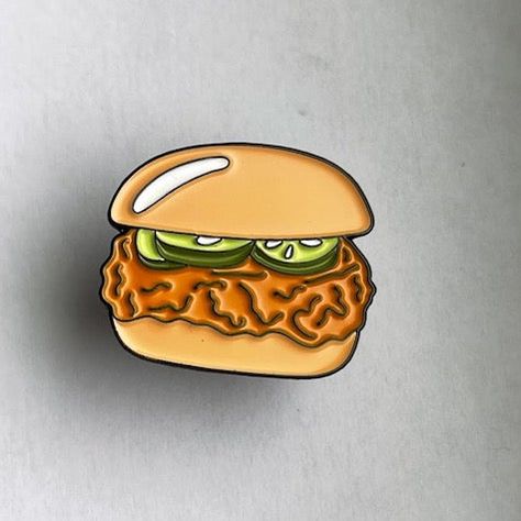 Chicken Sandwich with pickles Enamel pin Chicken Sandwich Drawing, Sandwich Drawing, Enamel Pins Diy, Cute Enamel Pins, Amazon Orders, Backpack Pins, Global Cuisine, Gift Inspo, Pretty Pins