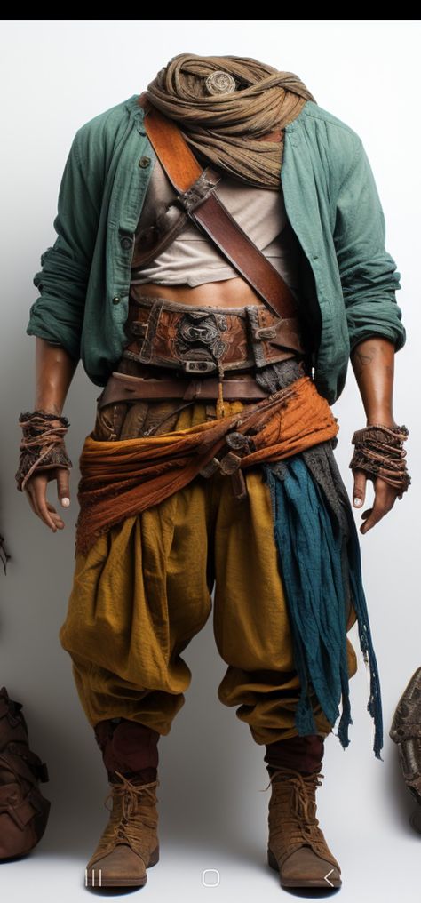 Blacksmith Outfit Male, Pirate Style Outfits Men, Fantasy Outfits Male Casual, Fairytale Clothes Male, Pose Reference Pirate, Adventure Pulp Outfit, Wildlife Photographer Outfit, Fantasy Pirate Outfit Male, Larp Outfits Male