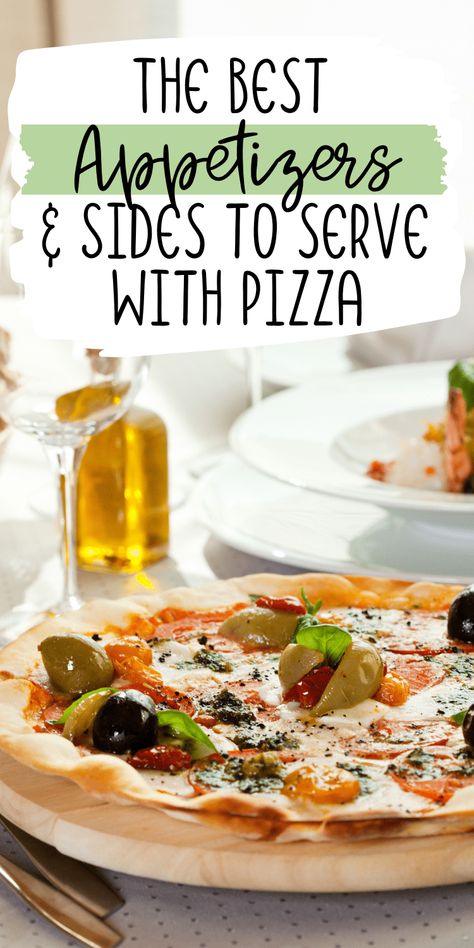 Pizza Wings Party, What To Serve With Pizza At A Wedding, Side Dishes For Pizza Night, Pizza Dinner Ideas Sides, Appetizers For Pizza Night, Pizza Night Side Dishes, Pizza Night Appetizers, Pizza Side Dishes Ideas, Appetizers To Serve With Pizza