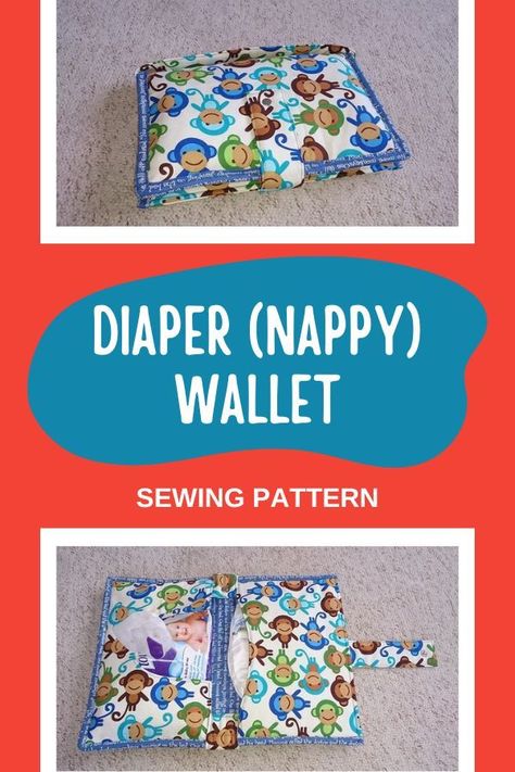 Diaper (Nappy) Wallet sewing pattern. This wallet is both easy to make and very functional. It fits around 3 to 4 diapers (nappies) plus wipes. It's high quality, fully lined, and finished with binding around the edge. This wallet features a wipes compartment that's designed for easy access. SewModernKids Nappy Wallet Pattern Free, Diaper Bag Pattern Free, Diaper Bag Sewing Pattern, Wallet Pattern Free, Clutch Sewing, Clutch Bag Pattern, Nappy Wallet, Wallet Sewing Pattern, Sew Wallet