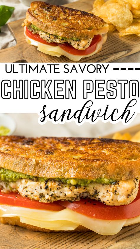 Indulge in the rich flavors of Italy with this delectable Chicken Pesto Sandwich. Imagine biting into warm, crusty bread filled with succulent chicken, tangy tomatoes, and gooey mozzarella, all brought together by the aromatic allure of pesto. This isn't just a sandwich; it's an experience. Pesto Sandwich Recipe, Tomato Pesto Chicken, Chicken Pesto Sandwich, Chinese Chicken Salad Recipe, Pesto Sandwich, Chicken Pesto, Gourmet Sandwiches, Mozzarella Chicken, Sandwich Ingredients