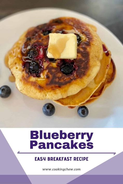 Using Frozen Blueberries, Blueberry Pancakes Easy, Easy Pancake Recipe, Fun Pancakes, Easy Pancake, Blueberry Pancakes Recipe, Blueberry Pancake, Pancake Toppings, Pancakes From Scratch