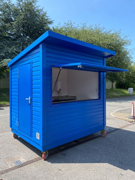 Blue food kiosk for schools Both Stand Food, Food Stand Ideas, Diy Food Stand, Food Cart Design Ideas, Food Kiosk Design Ideas, Kiosk Ideas, Food Stand Design, Food Cabinet, Cold Snacks