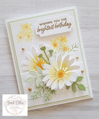 Cheerful Daisies Cards, Cheerful Daisies, Card With Flowers, Rose Paper, Daisy Cards, Tutorial Ideas, Spring Cards, Embossed Cards, Fancy Fold Cards