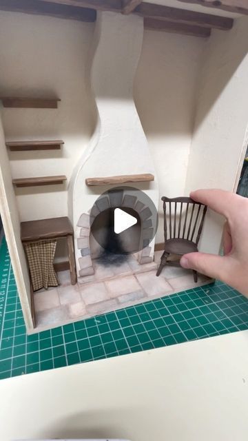 Michael Robbins on Instagram: "Part 2 of me making a magical miniature scene in 1:12th  scale ☺️ now that the decorating is done and the furniture is in, it’s time to sculpt and make all the little details to dress the room with …. Coming in part 3! ☺️

#mini #miniature #miniatures #dollhouse #dollshouseminiatures #art #processart #process #studio #fireplace #dollshouse #tinyart #shadowbox #booknook #vignette #handmade #rustickitchen #witchy" Christmas Miniatures Scene Diy, Doll House Fireplace Diy, Dollhouse Fireplace Diy, 1 12 Scale Miniatures Diy, Christmas Miniatures Scene, Diaroma Ideas, Cabin Dollhouse, Maileg Doll House, Miniature Fireplace