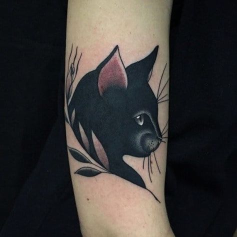 Black cat tattoo | Nov 1st 2019 | 1223310 Black Cat Tattoo, Cat Portrait Tattoos, Cute Cat Tattoo, Pawprint Tattoo, Black Cat Tattoos, Tattoos For Women Half Sleeve, Cat Tattoo Designs, Tattoo Cover, Tattoo Cover-up