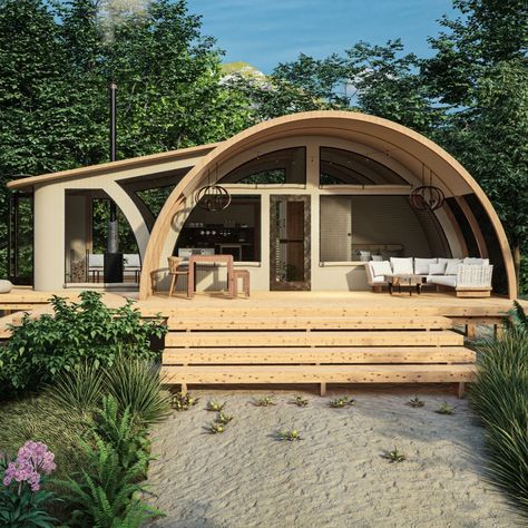 Bespoke Luxury Tents by Tentickle Permanent Tent, Nissen Hut, Quonset Homes, Quonset Hut Homes, Luxury Windows, Quonset Hut, Home Structure, Shipping Container House Plans, Dome Home