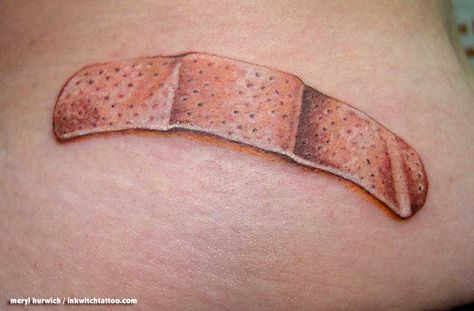 Band Aid Tattoo, Knee Tattoos, Tattoo Zeichnungen, Knee Tattoo, Skin Therapy, Makeup Photography, Band Aid, Tattoo Inspo, Body Mods