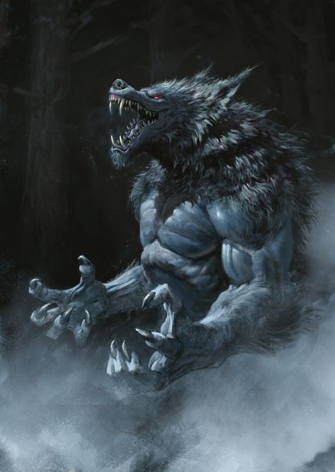 Alpha Werewolf Art, Werewolf Concept Art, Werewolf Ideas, Werewolf Man, Horror Images, Werewolf Tattoo, Wolf Monster, Werewolf Drawing, Werewolf Hunter