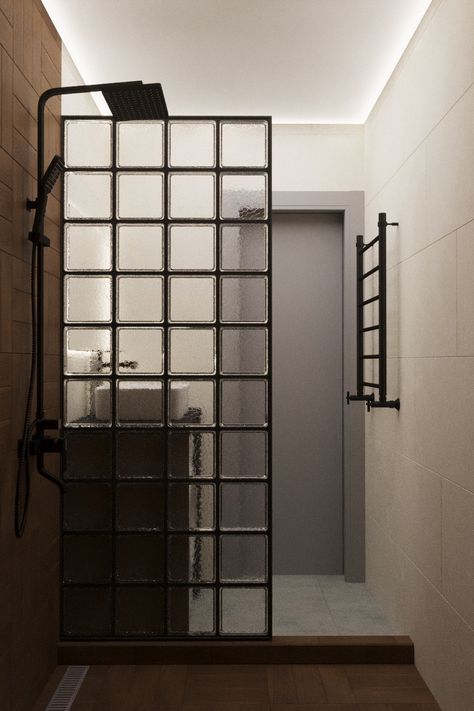 Glass Block Shower Wall Walk In, Glass Brick Bathroom, Bathroom Glass Block, Bathroom Paint Inspiration, Glass Block Bathroom, Glass Block Shower Wall, Brick Bathroom, Best Bathroom Paint Colors, Small Bathroom Paint