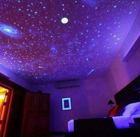 Glowing Paint, Galaxy Bedroom, Galaxy Room, Cool Bunk Beds, Cool Tables, Star Decorations, Dream Rooms, Bedroom Themes, Aesthetic Room Decor