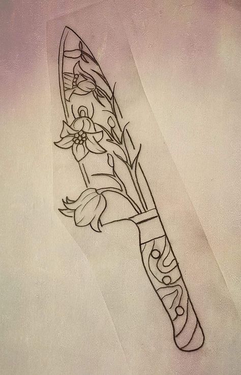 Knife Through Hand Tattoo, Knife Tattoo For Women, Knife Vines Tattoo, Flower Knife Tattoo, Simple Knife, Knife Tattoo, Forearm Sleeve, Bicep Tattoo, Vine Tattoos