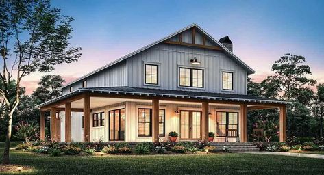 Lollybrook House Plan | Modern Farmhouse Plan Barn Plan, Barndominium Floor Plans, Farmhouse Style House Plans, Casas Coloniales, Casa Exterior, Barn Style House, Modern Farmhouse Plans, Cottage House Plans, Barn House Plans