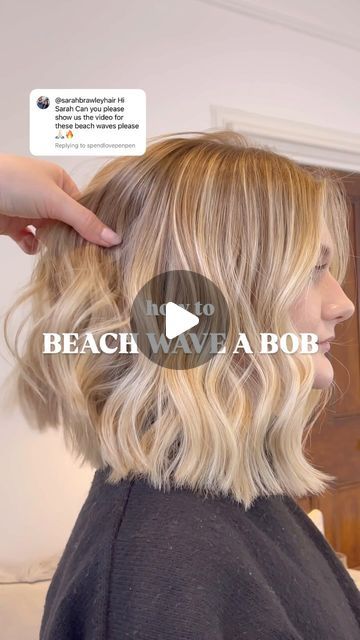 PRO HAIR HACKS, TIPS & TUTORIALS on Instagram: "Beach wave your bob using straighteners ✨  Using the @ghdhair chronos styler. They glide through the hair like a dream! Making curling and waving “effortless” obviously I know it’s not the easiest thing to curl with BUT I’m here to help so make sure you follow for more tutorials   #bob #beachwaves #flatironcurls #bobhaircut #shorthair #summerhair #brat" Soft Bend Waves, Beachwaves Hairstyles Short Hair, Bob Waves Hair, How To Curl A Bob Haircut, How To Make Beach Waves In Hair, Short Waves Hairstyle, Beach Waves Medium Hair, Beach Waves With Straightener, Bob Beach Waves