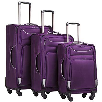 Amazon.com | Coolife Luggage 3 Piece Set Suitcase Spinner Softshell lightweight (purple+sliver) | Luggage Sets Purple Luggage, Best Travel Luggage, 3 Piece Luggage Set, Packing Clothes, Large Luggage, Lightweight Luggage, Cabin Luggage, Spinner Suitcase, Suitcase Set