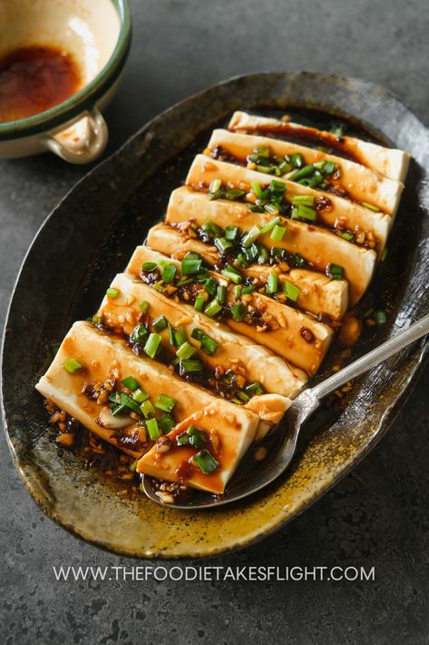 Tofu Dishes Archives - The Foodie Takes Flight Soy Garlic Sauce, Resep Vegan, Vegetarian Oyster Sauce, Tofu Recipes Vegan, Vegan Asian Recipes, Steamed Tofu, Tofu Dishes, Vegan Asian, Silken Tofu