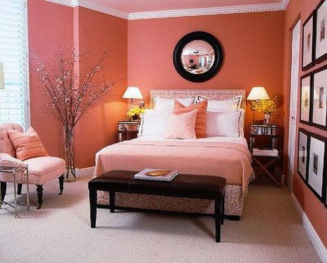 http://comfortb.hubpages.com/hub/Coral-Decorating-Ideas-Living-Room-Bedroom-Coral-Color-Blends Coral Living Rooms, Peach Bedroom, Coral Bedroom, Hiasan Bilik Tidur, Pink Bedrooms, Woman Bedroom, Couple Bedroom, Trendy Bedroom, Decoration Inspiration