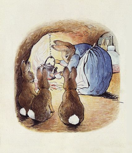 https://flic.kr/p/28UpiTs | Beatrix Potter "Peter Rabbit - His mother put him to bed, and made some camomile tea" 1902 V&A museum | Helen Beatrix Potter (1866 – 1943) English author, illustrator and conservationist. Beatrix Potter Illustrations, Beatrice Potter, Room Illustration, Peter Rabbit And Friends, Benjamin Bunny, Potter Art, Picture Letters, Children Room, Art Video