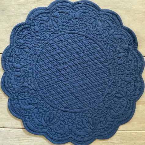 PRICES MAY VARY. FRENCH COUNTRY STYLE: Our boutis style quilted placemats feature a delicate, detailed scalloped border that will frame your plates beautifully. They look great on any surface, but they are especially appreciated by our customers with round or small tables! SIZE: Placemat measures 15 in diameter. 1 placemat is included. CARE INSTRUCTIONS: Machine wash, cold, gentle. Drip dry. Made in India for the French Market. Amelie Michel is a small family owned business specializing in fine Blue Placemats, Quilted Placemats, Round Placemat, Place Mats Quilted, Scalloped Border, French Market, Square Tablecloth, Blue Quilts, French Country Style