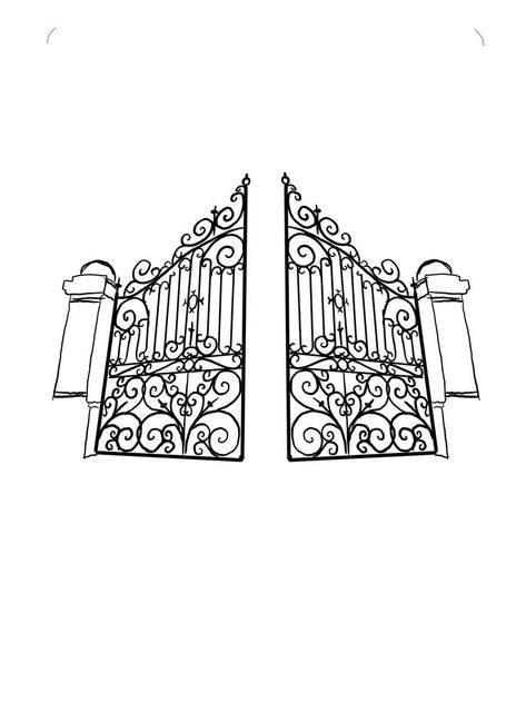 Heavens Gates Drawing, Heaven Gates Drawing, Heaven Gates Tattoo Stencil, Heavens Gate Tattoo Design, Gate Tattoo Design, Heavens Gate Tattoo, Gates Of Heaven Drawing, Heavens Gates Tattoo Design, Gates Drawing