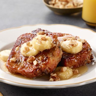 Banana Bread French Toast by Food Network Kitchen French Toast Banana Bread, French Toast Banana, Bread French Toast, Banana Bread French Toast, Banana French Toast, Homemade Breads, Bacon Tomato, Toast Toppings, French Toast Easy