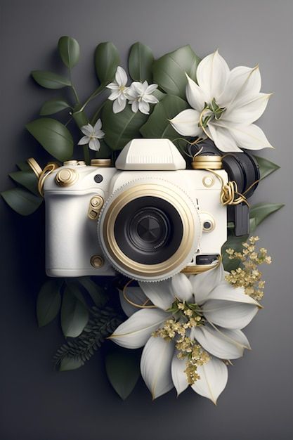 Photography Wallpaper Cameras, Photography Illustration Camera, Camera Wallpaper Photographers, Photo Camera Drawing, Camera Aesthetic Wallpaper, Old Cameras Vintage, Camera With Flowers, Photographer Decor, Vintage Cameras Art