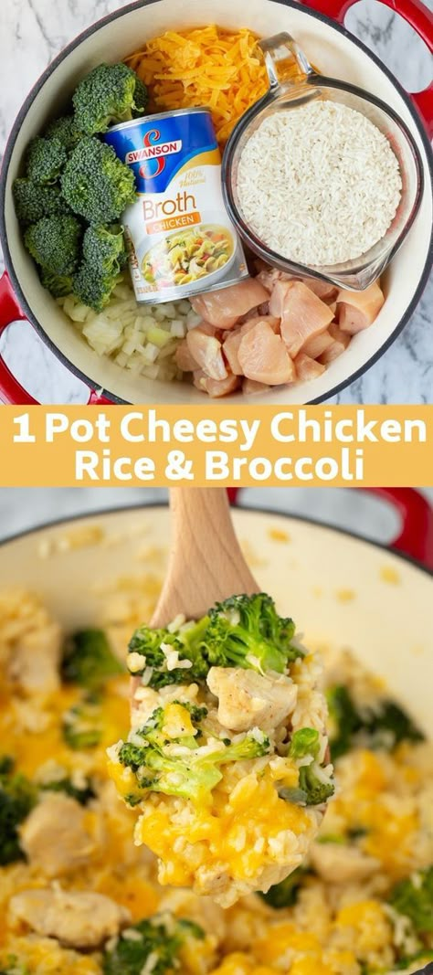 Chicken Rice Broccoli, Cheesy Chicken Rice, Rice Broccoli, Diner Recept, Broccoli Rice, Easy Dinner Recipe, Chicken And Rice, Cheesy Chicken, Chicken Rice