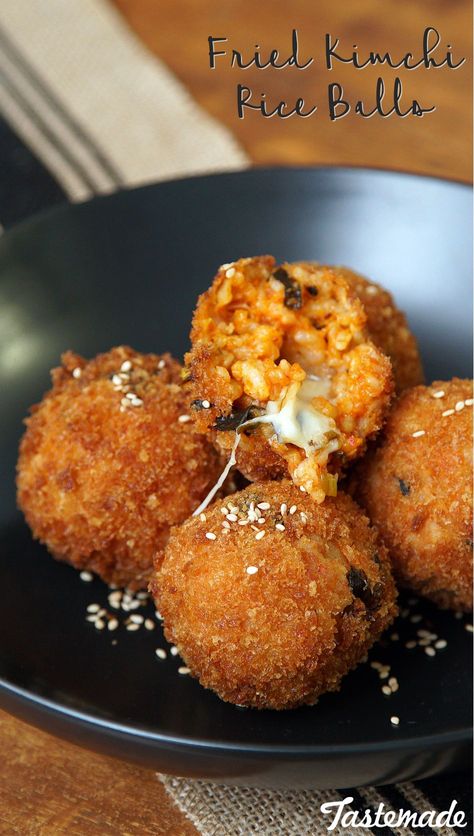 WokBox Kimchi Cheesy Fireballs Korean Fried Rice Balls, Kimchi Snack Ideas, Kimchi Fried Rice Balls, Kimchi Cheese Rice Balls, Things To Make With Kimchi, Kimchi Food Ideas, Kimchi Appetizer, Kimchi Onigiri, Kimchi Meals