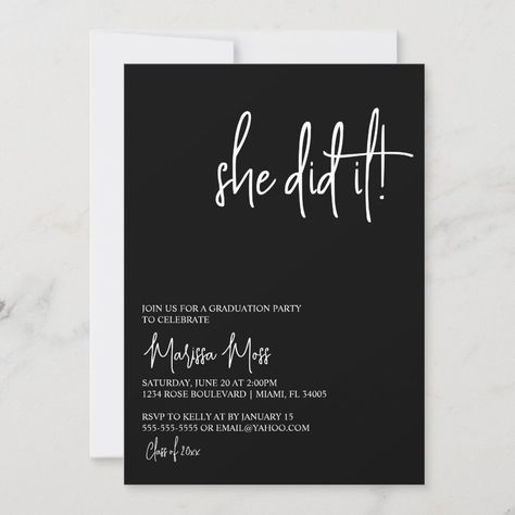 She Did It Graduation, Open House Invitation, Grad Invitations, Graduation Party Planning, Graduation Party Invitations, Graduation Announcements, College Graduation, Graduation Party Decor, Graduation Invitations