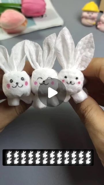 easy crafts on Instagram: "Don’t throw away used face towels. Today I will teach you how to make cute rabbits. Let’s make them with your children. #HandmadeLittleWhiteRabbit #Handmade #HandmadeDIY #TreasureFromWaste #LifeTips" How To Make A Rabbit, Rabbit Craft, Rabbit Diy, Cute Rabbits, Tissue Paper Flowers Diy, Rabbit Crafts, Barbie Doll Clothing Patterns, Tissue Paper Flowers, Toddler Learning Activities