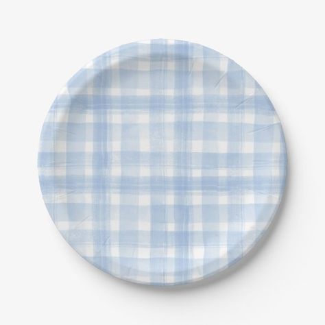 Preppy Watercolor, Dog Baby Shower, Bbq Baby Shower, Blue Birthday Parties, Kid Birthday Party, Custom Paper Plates, Watercolor Blue, Blue Birthday, Kid Birthday