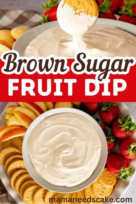 Brown sugar fruit dip is a sweet and creamy dip that is perfect for any fruit and/or cookie platter. It is made with brown sugar and vanilla extract and is a great party platter during the fall and Christmas seasons. Fruit Dip With Cream Cheese Brown Sugar, Fruit Tray And Dip, Dip For Fruit Tray, Fall Fruit Dip, Fall Fruit Platter, Brown Sugar Fruit Dip, Caramel Fruit Dip, Tropical Fruit Recipes, Dip For Fruit