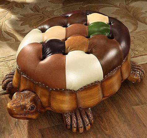 Amazon.com: Wood Ottoman Footstool,Sofa Stool，Leather Upholstered Vintage Turtle Footrest Stool with Wheels (Color : Green): Kitchen & Dining Shoes Bench, Side Stool, Leather Storage Bench, Stool With Wheels, Stool Storage, Wood Ottoman, Sofa Stool, Step Stool Kids, Leather Stool