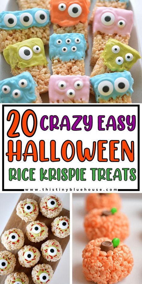 Halloween Rice Crispy Treats, Halloween Rice Krispies, Kids Deserts, Halloween Rice Krispie Treats, Halloween Snacks For Kids, Vegan Halloween, Halloween Treats For Kids, Halloween Food Treats, Krispy Treats