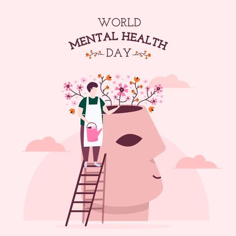 World Mental Health Day, Flat World, Purple Flowers Wallpaper, Mental Health Awareness Month, Mental Health Day, Health Day, Brand Marketing, Mental Health Awareness, Flower Wallpaper