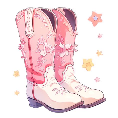 Cute Hot Pink Cowgirl Boots with Stars Sticker Cowgirl Boots Drawing, Hot Pink Cowgirl Boots, Boots With Stars, Pink Cowboy Boots, Pink Cowgirl Boots, Girl Cowboy Boots, Western Artwork, Pink Cowgirl, Cowboy Art