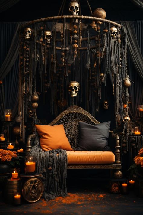 halloween decors Halloween Gothic Decor, Halloween Restaurant Decorations, Rogers Gardens Halloween, Haunted Forest Halloween, Halloween Restaurant, Spooky Porch, Skull Display, Halloween Photo Booth, Halloween Forum