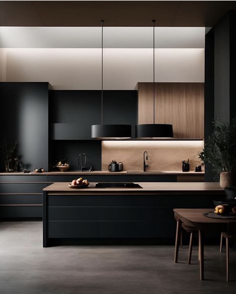 Kitchens 2024, Casa Rock, Modern Black Kitchen, Model Dapur, Interior Dapur, Elegant Minimalism, Kabinet Dapur, Minimalist Kitchen Design, Kitchen Aesthetic