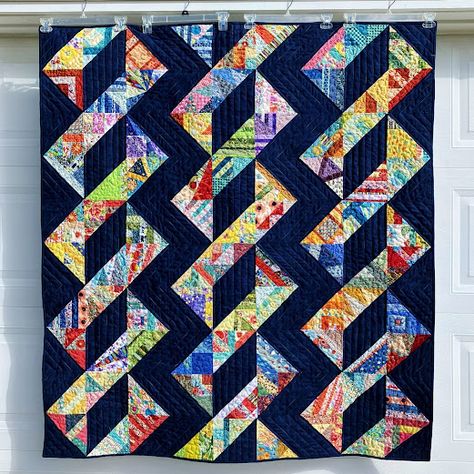 Quilts from the Little House: Scrappy Triangles Quilt Scrappy Hst Quilt Patterns, Quilts With Triangles, Simply Serene Quilt Pattern Free, Triangles Quilt, Interesting Quilts, Crumb Quilts, Memorial Quilt, Hst Quilts, Scrap Projects