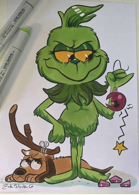 Easy To Paint Christmas Pictures, Mr Grinch Drawing, Cartoon Grinch Drawing, Christmas Pictures Drawings Easy, The Grinch Painting Ideas, Something Fun To Draw, Xmas Drawing Ideas For Kids, Grinch Easy Drawing, Drawings Christmas Doodles