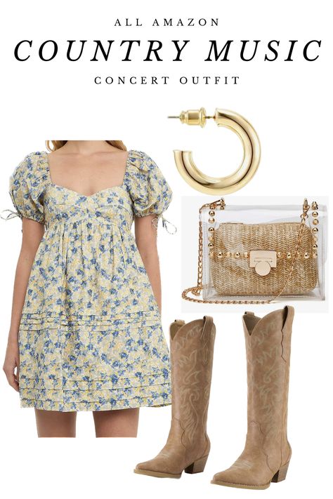 This is for all of my fellow girly girls! This outfit is perfect for a country concert and it is entirely Amazon! #AmazonFashion #MorganWallen #CountryConcert Country Concert Dress, Country Music Concert Outfit, Morgan Wallen Concert Outfit, Morgan Wallen Concert, Concert Dress, Country Music Concerts, Floral Babydoll Dress, English Factory, Morgan Wallen