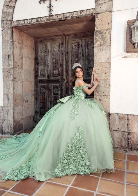 Sage Quinceanera Dress The Dress Chapel Tiana Quinceanera Themes Dress, Sage Green Quinceanera Theme Dress, Sage Green And Gold Quinceanera Dresses, Sage Quinceanera Dress, Tiana Quinceanera Dress, Sage Quinceanera Theme, Sage Green Quince Dress, Sage Green Quinceanera Theme, Sage Quinceanera