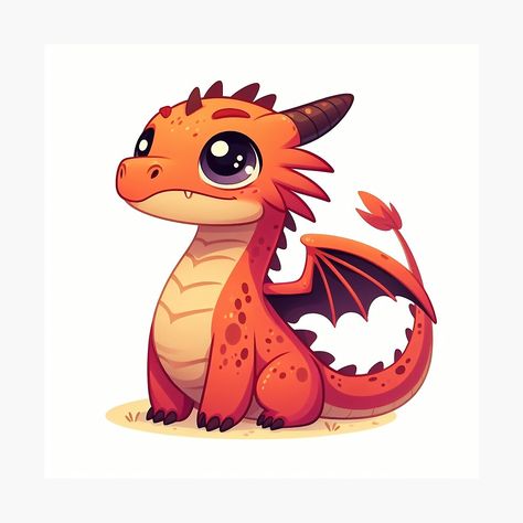 Get my art printed on awesome products. Support me at Redbubble #RBandME: https://www.redbubble.com/i/photographic-print/Whimsical-Dragon-by-TheRhysWyrill/160228071.6Q0TX?asc=u Dragon Cute Drawing, Dragon Cartoon Cute, Dragon Moodboard, Simple Dragon, Whimsical Dragon, Kawaii Dragon, Chibi Dragon, Dragon Cartoon, Fly Drawing