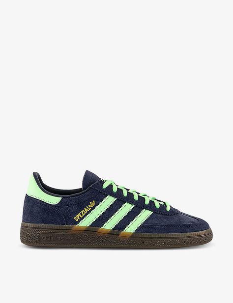 adidas pays homage to its roots by reviving a 1979 classic, this time in the form of its Handball Spezial trainers. This pair has been beloved by football fans since the OG was released in 1979, and the label has cleverly kept a lot of its distinguishable characteristics, such as the soft-touch nubuck leather and low-top silhouette. With this edit, though, the brand includes its latest OrthoLite sockliner to keep your toes extra comfy when you have a kickabout.| adidas suede trainers100% suedePi Adidas Special, Adidas Suede, Suede Trainers, Adidas Spezial, Adidas Womens, Adidas Girl, Shoe Inspo, Swag Shoes, Shoe Gifts